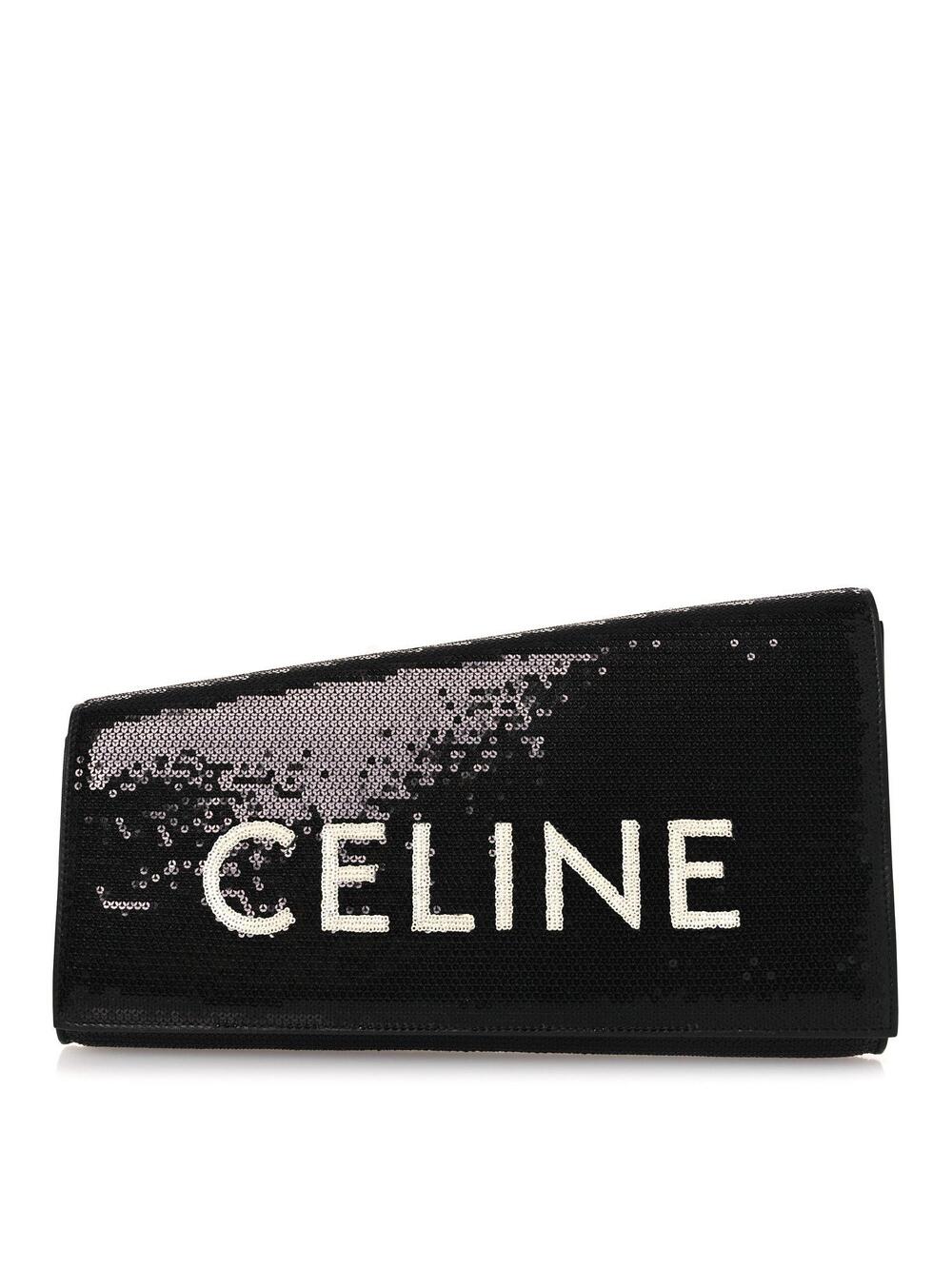 Celine Sequin Asymetric Clutch Black #263124C11B